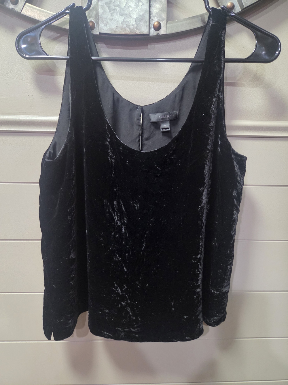 Black Viscose And Silk Velvet Tank Top - Women